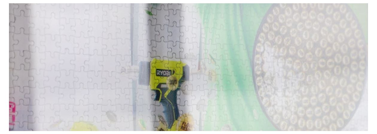 Puzzel ingegoten met epoxy