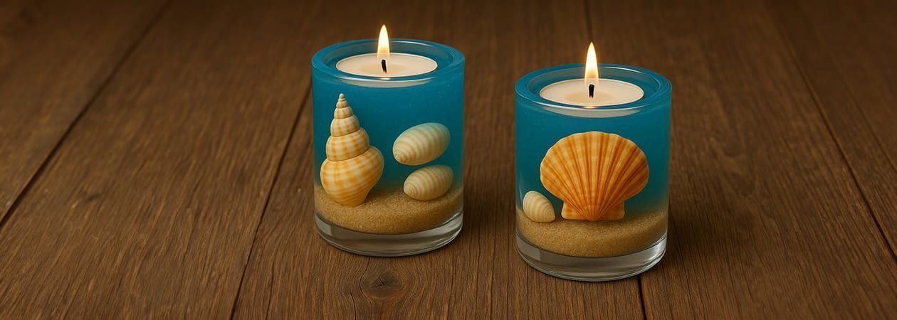 Kaarshouders met ingegoten schelpen maken