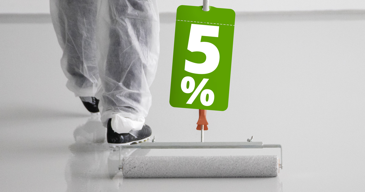 nieuwsbrief met 5% kortings coupon om de telescoopsteel heen